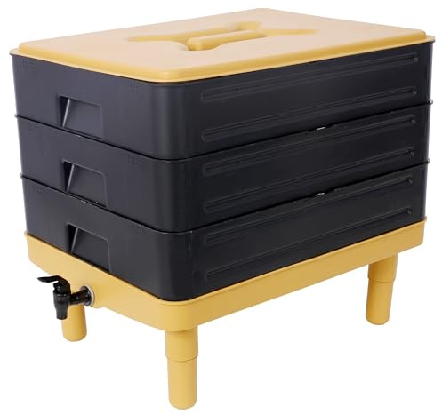 LuckyNote 3-Tray Worm Farm Kit,65L Worm Composter for Vermicomposting Starter, Indoor & Outdoor Worm Composter, Worm Compost Bin for Recycling Food Waste