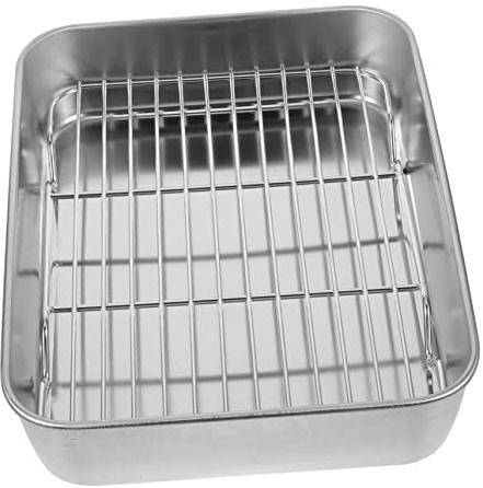 DECORNIJIA Piatti in Acciaio per Barbecue e Cottura al Forno Vassoio Antiaderente e Ristoranti Facile da Pulire e Resistente