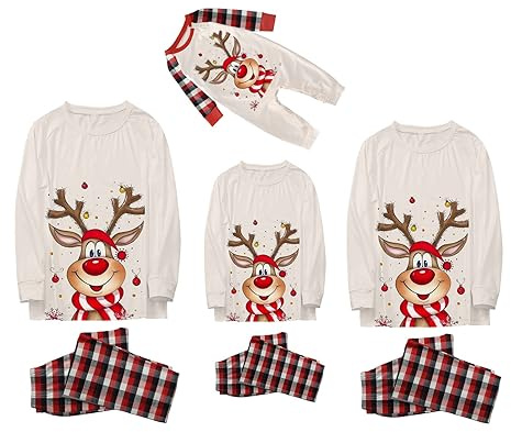 TBloevwlh Familie Weihnachtspyjama Familie Set - Christmas Pyjama, Matching Pyjamas Couple, Partner Pyjama, Weihnachtsoutfit Familie, Pyjama Set für Vater Mutter Kinder Kids Baby mit Socken