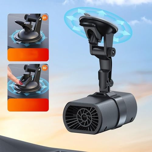 Riaisttd Chauffage 12 Volts - Démisteur avec Ventilateur,Chauffage de Voiture 2 en 1 avec Support à Ventouse,pour Les Véhicules Les Camping-Cars Les Fenêtres en Hiver Vent Intérieur