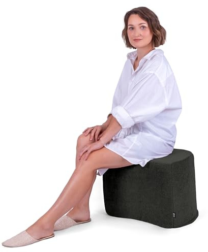 DreamRoots Bouclé Hocker Pouf, Würfel 54x36x35 cm, Dunkelgrau | Fußhocker, Sitzhocker, vielseitig als Sitzgelegenheit, Beistelltisch & Bodenkissen, Sitzpouf