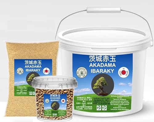 AKADAMA IBARAKY Argilla Giapponese Professionale per Bonsai, 3 Granulometrie, Substrato Vulcanico con Drenaggio, Origine Vulcanica dal Giappone, 1000 Litri (3,0 Lt Vaso Gran. 5-10mm)
