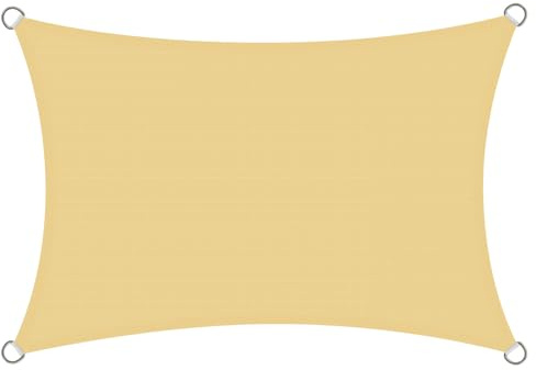 Rivenlo Toldo Vela Rectangular 4x6 m, Vela de Sombra 6x4 m HDPE Protección Rayos UV Resistente Transpirable Toldos para Exterior Terraza Patio Jardín, Arena