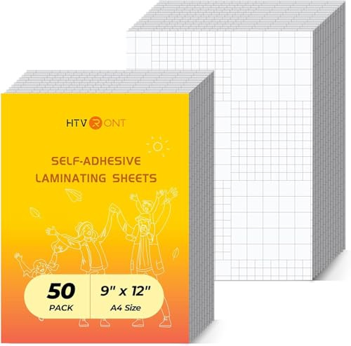 HTVRONT Clear Self Adhesive Laminating Sheets 50 Pack 9 x 12