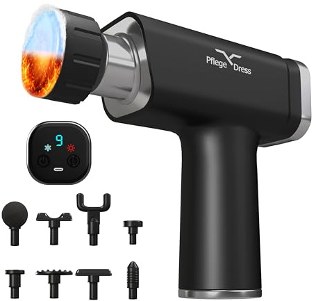 Mini Massage Gun Hot & Cold Massagepistole Massagegerät 9 Aufsätze 9 Stufen Wärme Kälte Tiefengewebe Muskelentspannung Leise <50dB Akku Nacken Rücken Schulter – Pflege Dress