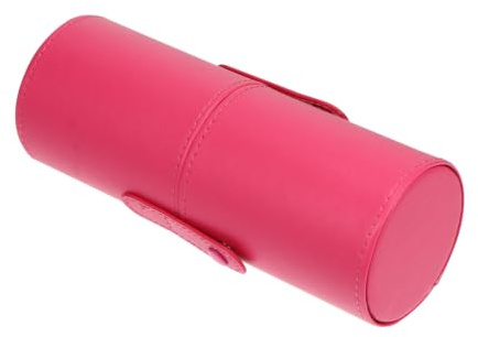 BUGUUYO Boîte Pinceaux Maquillage Portable en PU Couvercle Anti-poussière, Seau à Brosses Petit Format Rose Fuchsia, Organiseur Cosmétique pour Rangement Maquillage Salle de Bain et