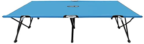 pokgdf Klappbare Doppelliege Blau Stahl 2 Personen Campingbett mit 240 kg Tragkraft wasserfest faltbar für Outdoor