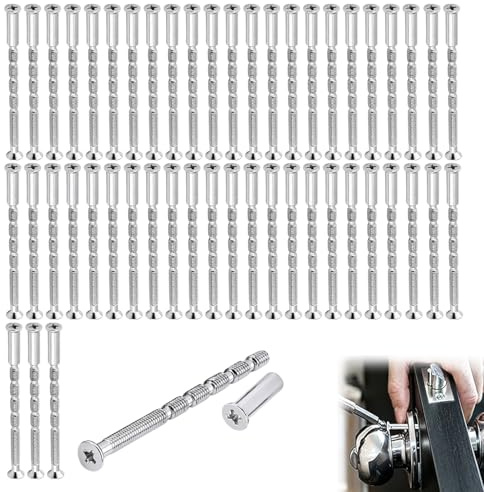 M3 Door Handle Fixing Screws and Sleeves, 50 Sets Door Handle Bolt Through Fixings Nickel Plated Connecting Screw for Doors Cabinet Drawers