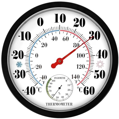 Hygrometer Thermometer, 10 Inch Easy to Read Precise Indoor Outdoor Thermometer for Home, Greenhouse, Garden