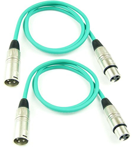 Adam Hall Cables 2 Stück K3MMF0100GRN Mikrofonkabel XLR female auf XLR male DMX Audio Kabel 3 pol polig (1,0 m, Grün, 2)