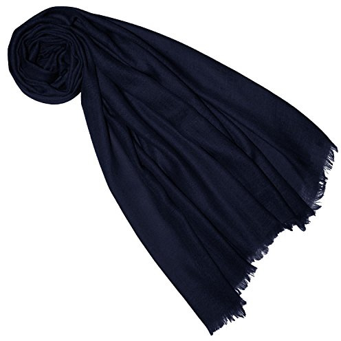 Lorenzo Cana Pashmina Damen Schal Schaltuch 100% Kaschmir leicht kuschelweich Kaschmirschal Kaschmirtuch Kaschmirpashmina einfarbig dunkelblau 7831188