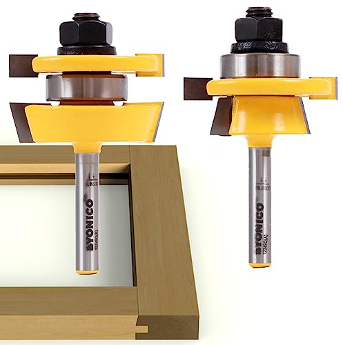 Yonico 12249q Shaker 2 Bit Rail and Stile Router Bit Set 1/4-Inch Shank