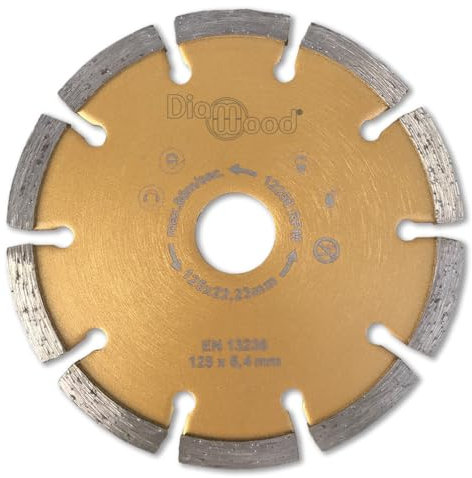 Diamwood Disque Diamant à Déjointoyer avec Segments Larges - D. 125 x Al. 22,23 x Ht. 7 x ép. 6,4 mm - Pour Béton et Matériaux de Construction - Utilisation avec Meuleuse