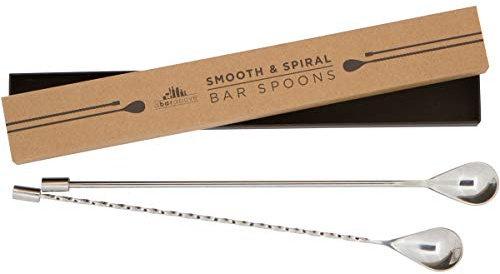 A Bar Above Bar Spoon Set, Spiral Handle, Stainless Steel Mixing Spoons for Cocktail Mixer Set, to Stir and Layer, Basic Professional or Home Bars Accessories (Stainless Steel, Combo)