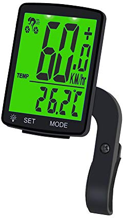 Fahrradcomputer Kabellos,12 Funktionen Fahrradtacho Drahtlos Wasserdicht Radcomputer Tachometer LCD-Hintergrundbeleuchtung Display Kilometerzähler für Radsport Realtime Speed Track