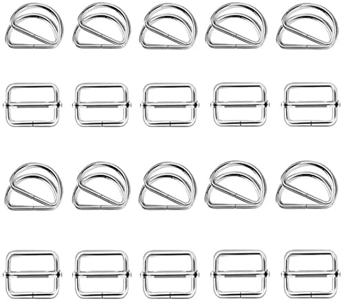 ysister Karabinerhaken Metall D-Ring 100 stück Gurtschnalle Metall Schieber Stopper Regulatoren-Gurtschieber Gurtversteller Set D-Ringe für Taschen, Geldbörsen, Metallschnallen, Gürtel, Rucksack