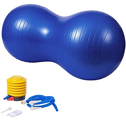 KRUIHAN Gymnastikball Pilates Ball Yoga Ball Sitzball Therapieball Sport und Fitness Geschenke für Erwachsene und Kinder,Fitnessgeräte für Turnhallen,Büros und Zuhause,Blau