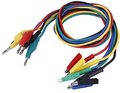 5 Stück Multimeter Testkabel stapelbare Bananenkabel 4mm mit Krokodilklemmen und isolierten Prüfspitzen 100 cm Kabellänge Walfront P1037