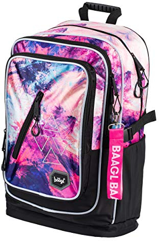 Baagl Schulrucksack Für Mädchen Teenager, Ergonomischer Kinderrucksack mit Laptopfach Für Schule, Extrem Leicht Rucksack mit Brustgurt und Reflektierenden Elementen (Abstract)