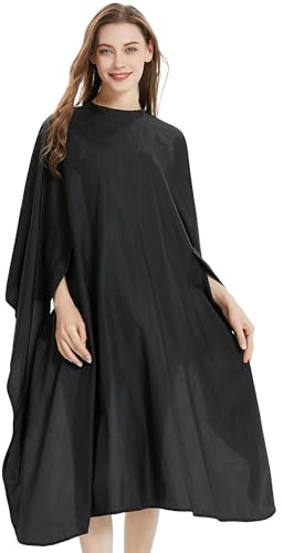 Hair Cutting Cape with Armholes - Professional 100% Nylon Black Salon Cape - Lightweight, Water-Resistant Hairdresser Smock for Cutting, Coloring, and Styling - Comfortable Gown for Salon or Home