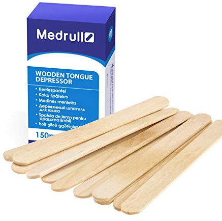 Medrull Holzmundspatel 100 Stück, 1.8cm x 15cm-unsteril zur äußeren Anwendung-Holzspatel zum Auftragen von Salben oder Wachsen-Bastelstäbchen holz-eisstiele aus Holz zum Backen