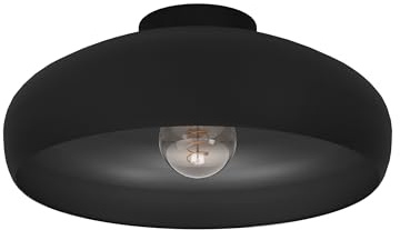 EGLO Deckenlampe Mogano, 1 flammige Deckenleuchte industrial, aus Metall | Wohnzimmerlampe in Schwarz, Schlafzimmerlampe, Flurlampe Decke mit E27 Fassung