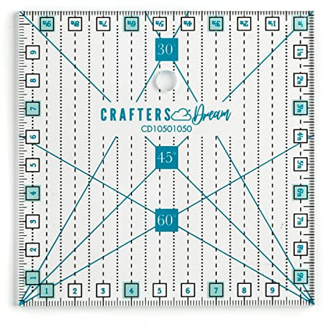 Crafters Dream Metrische Patchwork Lineal - Anti Rutsch Acryl Transparent Zentimeter Quilten, Handwerk, Patchwork, Schneiderei & Näh Lineal Alle Größen Erhältlich! (10.5cm x 10.5cm)