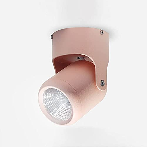 WYRKYP Wall Lamp Led Ceiling Spotlight Indoor Surface Mounted Accent Spot Light, 5W Adjustable Ceiling Lighting Fixture, Monopoint Spotlights Wall Swivel Lamps for Foyer Bedroom Living Room/Pink-3000K