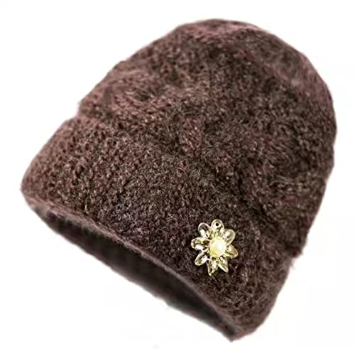guaizhou Warme Wintermützen für Frauen mit Fleece gefütterte Slouchy Wintermütze Strickmütze mittleren Alters und ältere Mütter