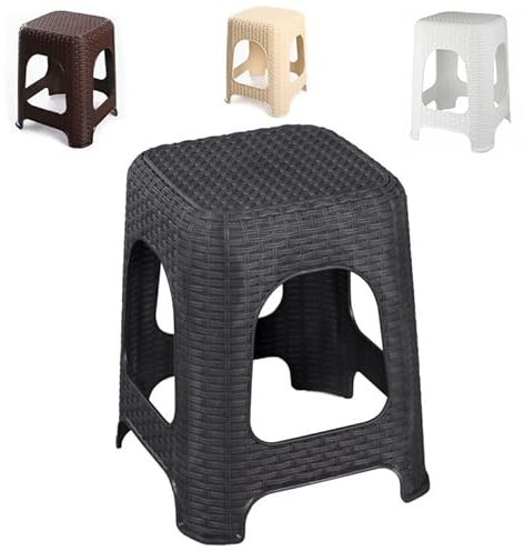 R.G. Hocker Sitz Sitzhocker Sitzfläche Rattan Optik Badhocker Stapelhocker 160kg Garten Stuhl H 44cm (Anthrazit)