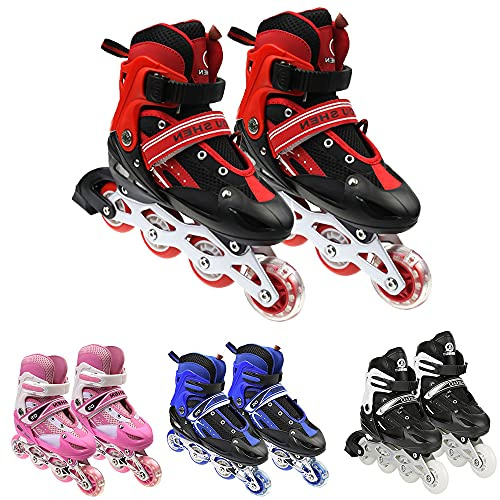 Inliner für Kinder – Bequeme Inline-Skates mit Leuchtenden Rädern, Größenverstellbare – S/M 31–38 – Rollschuhe für Mädchen und Jungen