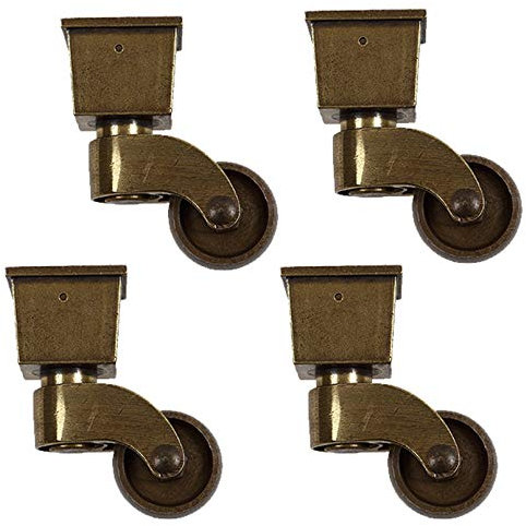 4 Stück Lenkrollen, Möbelrollen, Schwenkräder im quadratischen Becherstil, bewegliche Rollen im antiken Vintage-Stil, Nylonrollen, 360-Grad-Lenkrollen, für Lagerregal, Klavierfüße, Belastung 100 kg