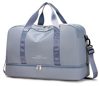 CORIOS CO-FR004 Nylon sportväska för män/kvinnor resväskor duffelväska weekender övernattningsväska fitnessväska simväska stor träningsväska kabinresväska för resor sport gym, blå, L