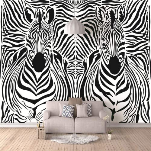 Papier Peint Panoramique Noir Et Blanc Zèbre Papier Peint Intissé 3D Tapisserie Poster Decoration Murale Chambre Salon