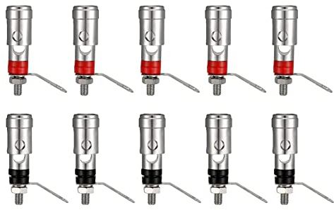 Rebower JR2051B Binder Stift Frühling Klemme Block [für Lautsprecher Batteriebox Subwoofer] - M4/Silber Schwarz Rot/10 STK