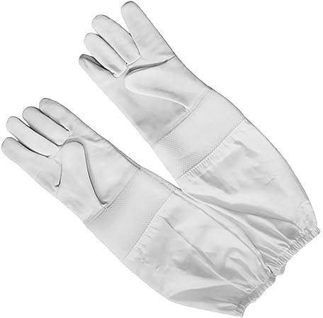 YARNOW Lange Imkerhandschuhe Aus Ziegenleder Weiß Xl Mit Atmungsaktivem Mesh-einsatz Für Hohen Tragekomfort Und Schutz Vor Verletzungen