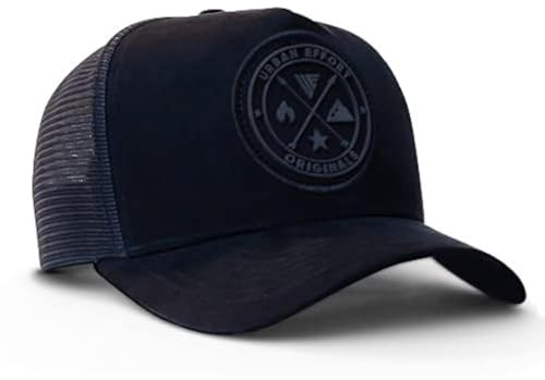 Urban Effort Tucker Hats for Men - Mesh Back Cap Women Baseball Hat 5-Panel-Great Baseball Snapback Closure (Black/Black)