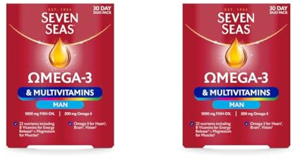 Seven Seas Omega-3 & Multivitamins Man, with B Vitamins and Magnesium, 30-Day Duo Pack, 30 Omega-3 Capsules and 30 Multivitamin Tablets (Pack of 2)