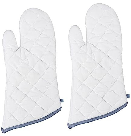 ABOOFAN 2st Mikrowellen-Handschuhe Baumwollofenhandschuhe Kochhandschuhe Weihnachtsküchenhandschuhe Silikonhandschuhe Weiß Topfregal Innere Isolationsfaser Polyester Baumwolle rutschfest