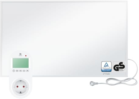 BR Bringer Infrarotheizung 600 Watt - mit Steck-Thermostat - Infrarot Elektroheizung Energiesparend - TÜV & GS - Deutsche Qualitätsmarke (weiß)