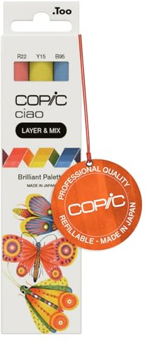 Copic Ciao LAYER & MIX Brilliant Palette, Marker Set mit 3 verschiedenen Farben, Layoutmarker mit jeweils einer mittelbreiten und einer Brush-Spitze