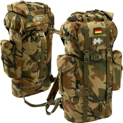 BWuM Bundeswehr kampryggsäck 65 l patch & flagga, Skog, 65 L