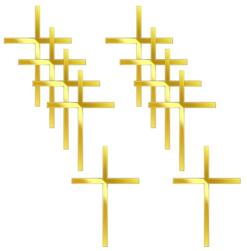 JIHUOO Lot de 10 décorations de gâteau en forme de croix pour baptême, fête prénatale, mariage, révélation du sexe