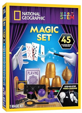 National Geographic Kids Magic Set - 45 Magic Tricks for Kids to Perform with Step-by-Step Video Instructions for Each Trick Provided by a Professional Magician, Toys for Boys and Girls