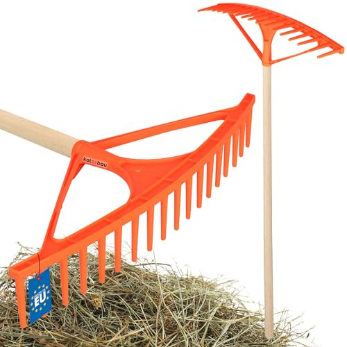 KOTARBAU® Laubrechen Kunststoff - 64 cm - mit Stiel - Heurechen - 18 Zinken - Rechen für Garten - Laubbesen - Laubharke - Heuharke - Kunststoff - Orange