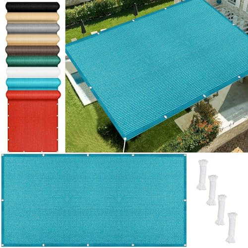 Sonnensegel Balkon 200 x 200 cm Rechteckig Garten-Schattenplane Uv-Schutz 98% Reißfest Ohne Bohren inkl Befestigungsseile für Garten Balkon Terrasse Patio, Himmelblau
