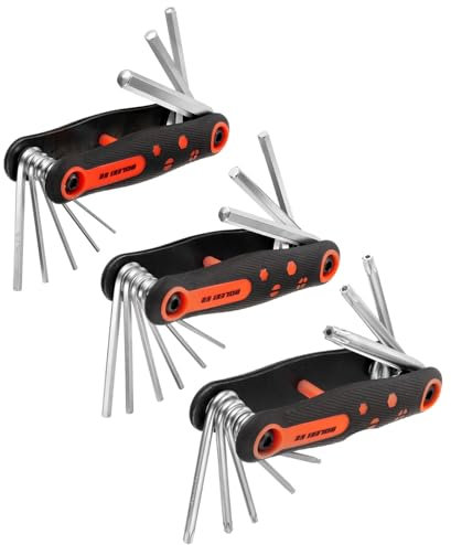 QUARKZMAN 25uds Plegable Hexagonal Inglesa Llave Juego SAE 5/64'' - 1/4'' Métrico 1,5mm - 8mm 3 Paquete Estándar y Torx Cr-V Acero Portátil Hexagonal Llave Kit para Reparación Básica Casa