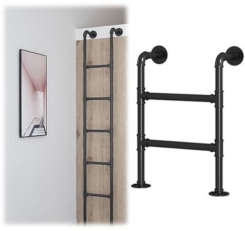 AYVADA Trittleiter zur Wandmontage, Not-Feuerleiter, Etagenleiter aus Schmiedeeisen, Schwarze Dachboden-Etagenbettleiter, Tragkraft 150 kg, für Wohnheim, Bibliothek, Etagenbett, Deck, Wohnmobil (Gr