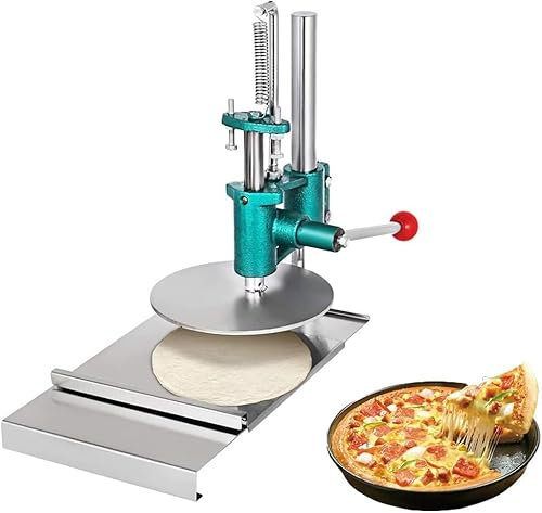 OFNHJK Pizza Dough Press Machine, Dough Pastry Manual Press Machine with Cast Iron Base, Stainless-Steel Household Pizza Pastry Press for Pizza, Pie, Tortillas, Pastry 20cm