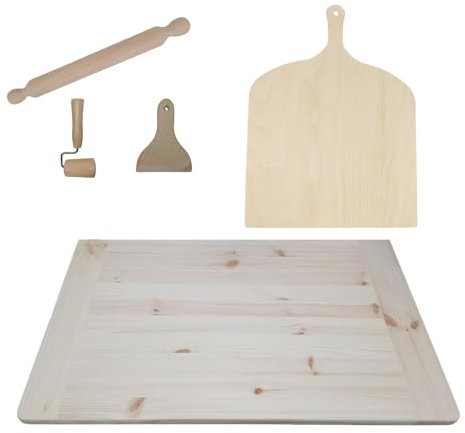Set impasti Tavolo da lavoro 88x55 stendipasta pala pizza mattarello raschietto per pulizia spianatoia pasta pane pizza dolci utili in cucina